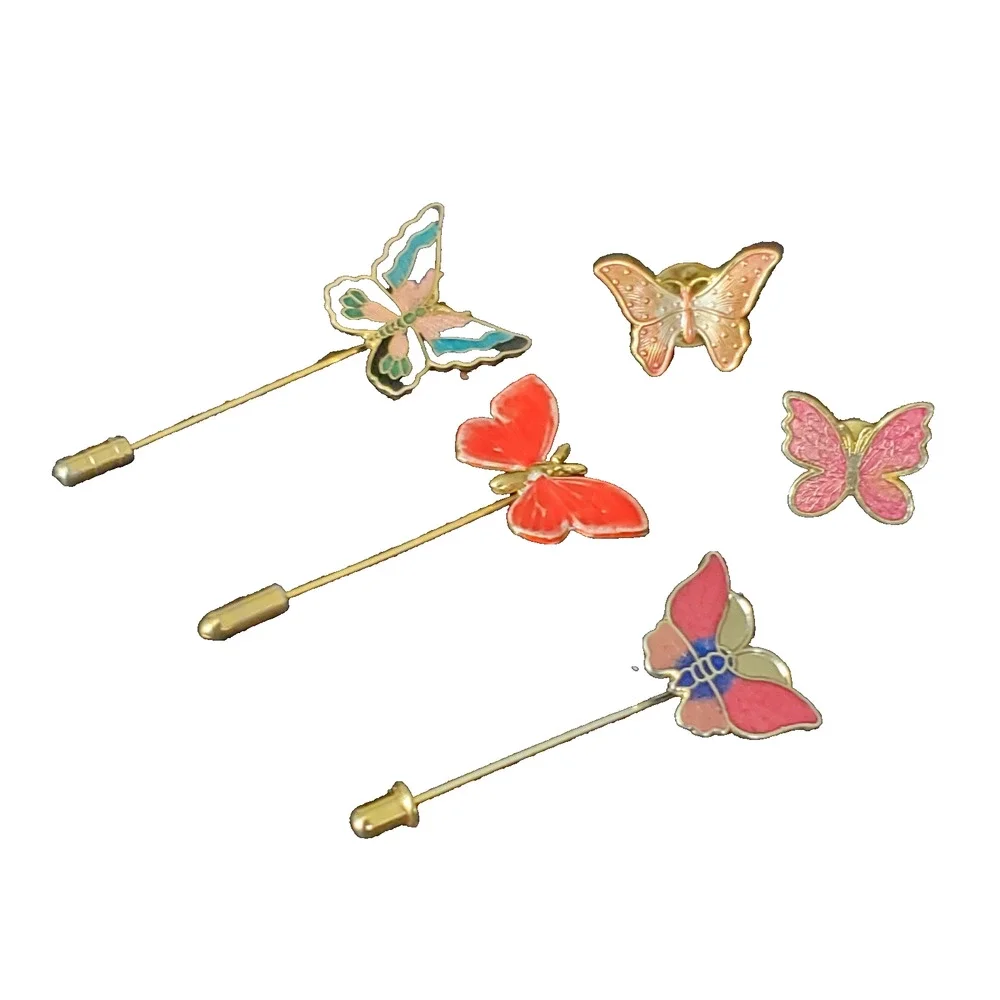 Vintage Lot of 5 Butterfly Pin Brooch Women's Colorful Collectible Insect Love